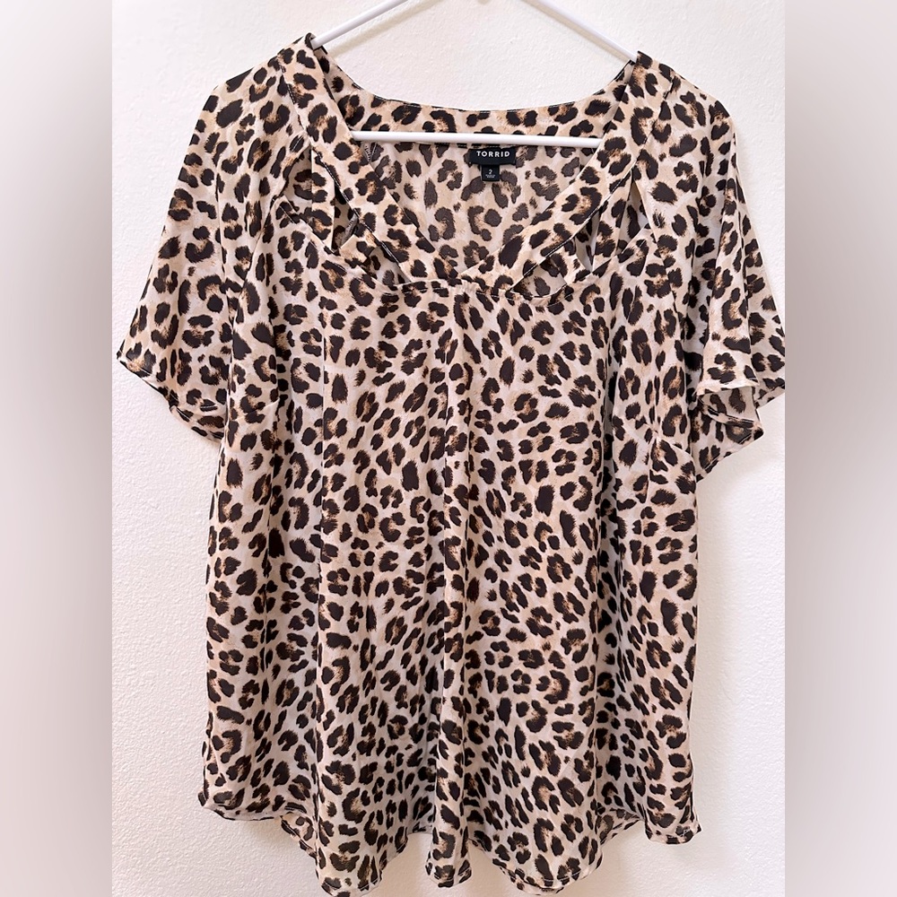 Torrid Leopard Print Front Cut Out Blouse